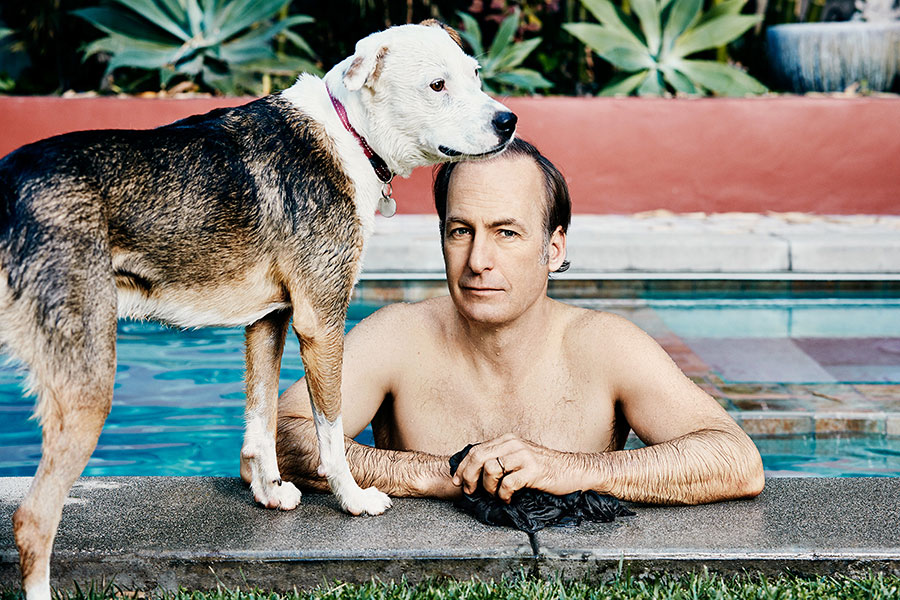 shot Bob Odenkirk and his sweet dog Olive at home for the February issue of...